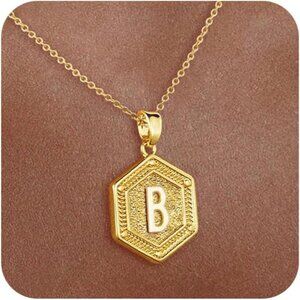 Gold Initial Letter Necklace - 16.5 Inches with 2-Inch Extension | Gift for Her